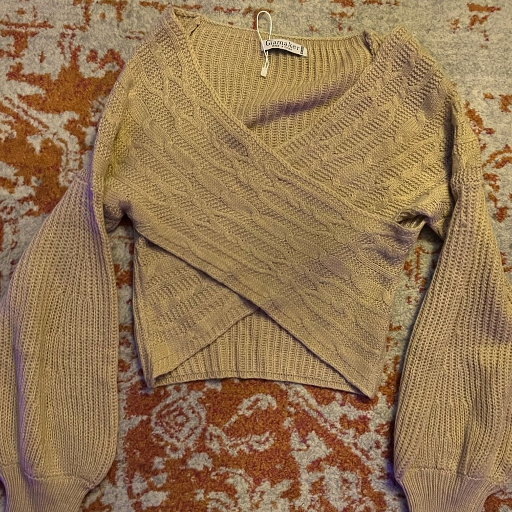 A beige cross top sweater crop top woven and very comfortable brand new